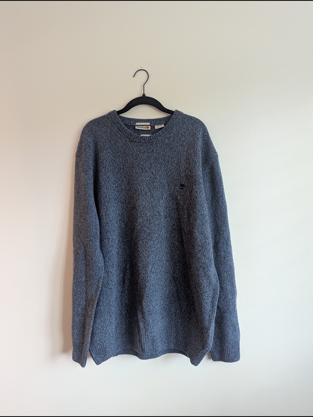 NWT Lambswool Timberland Blue Marled Crewneck Sweater Fall Sweater